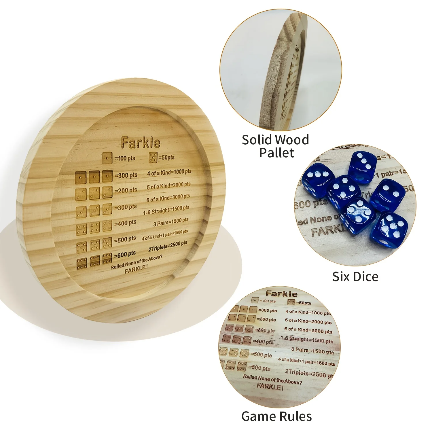 Party Games Classic - 1 piece of wooden dice tray