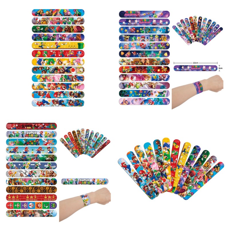 Party Games Crazy - Super Mario PVC Slap Bracelets Kids